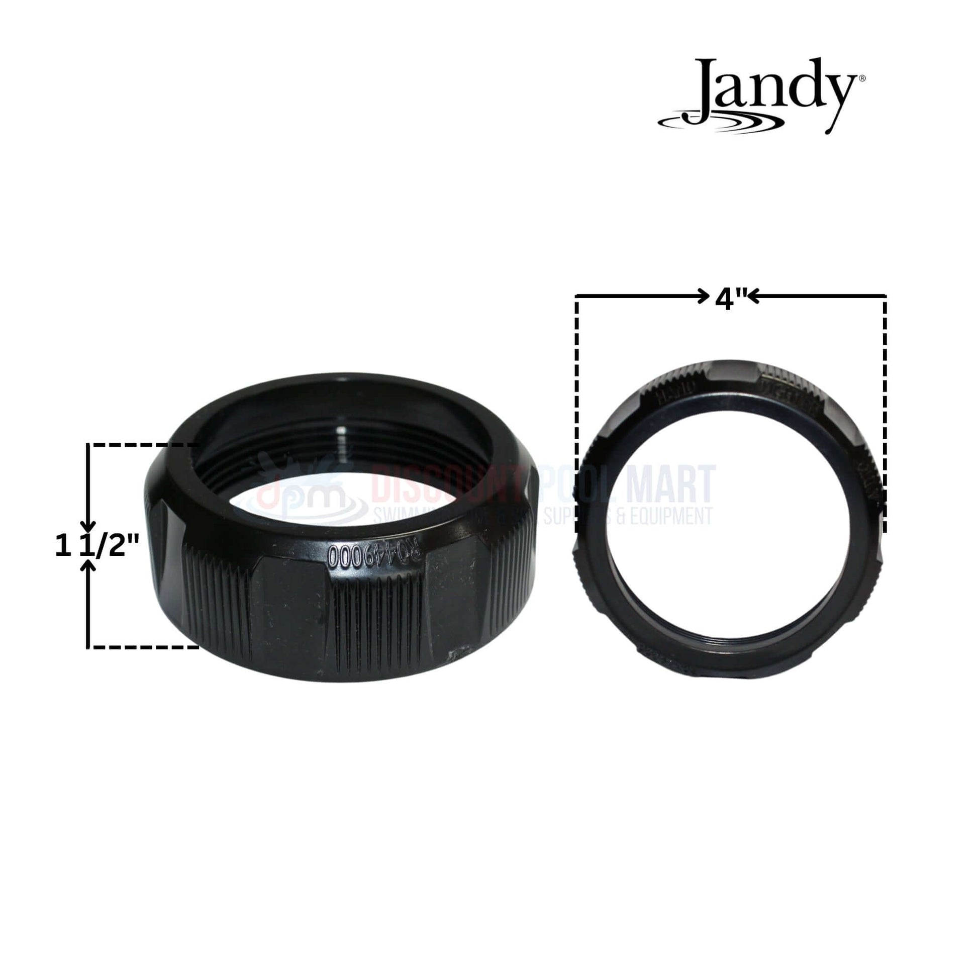 Jandy universal half union set and drain plug cap, 4" and 1.5" size, from Discount Pool Mart DPM.