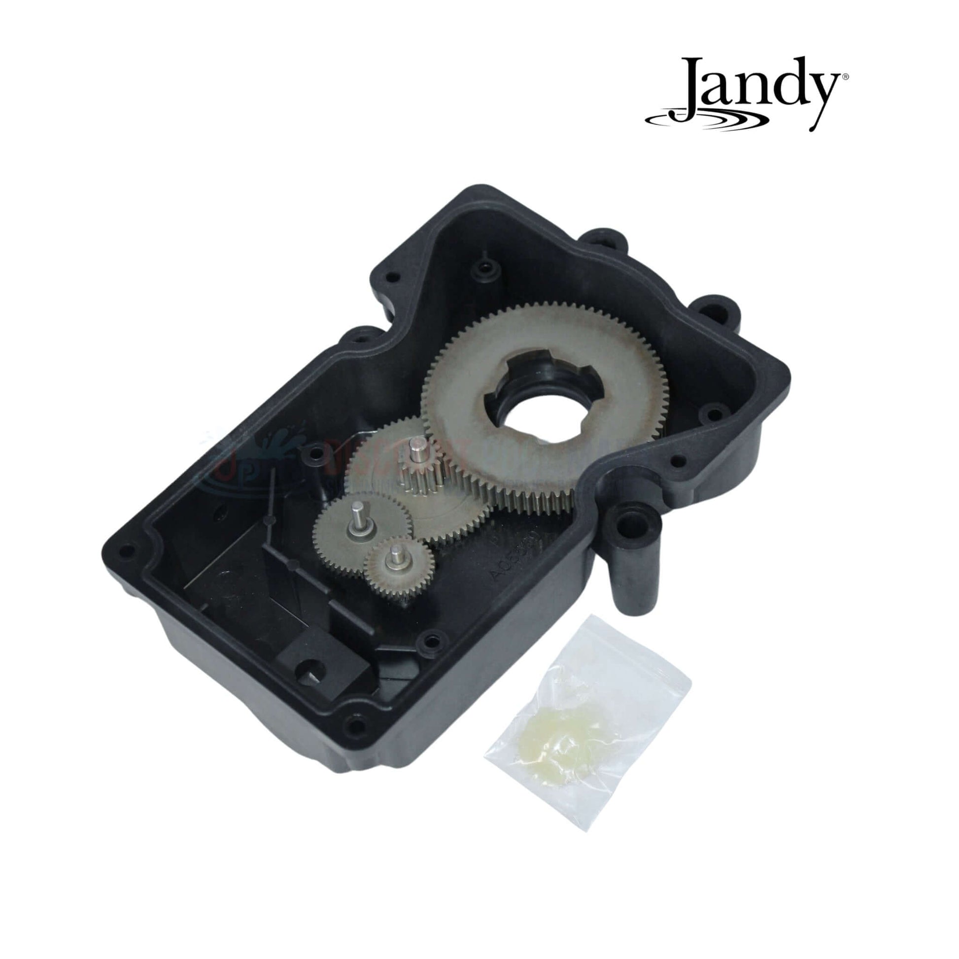 Jandy Valve Actuator Gear Kit R0411600 showing gears and housing, available at Discount Pool Mart DPM for pool equipment maintenance.