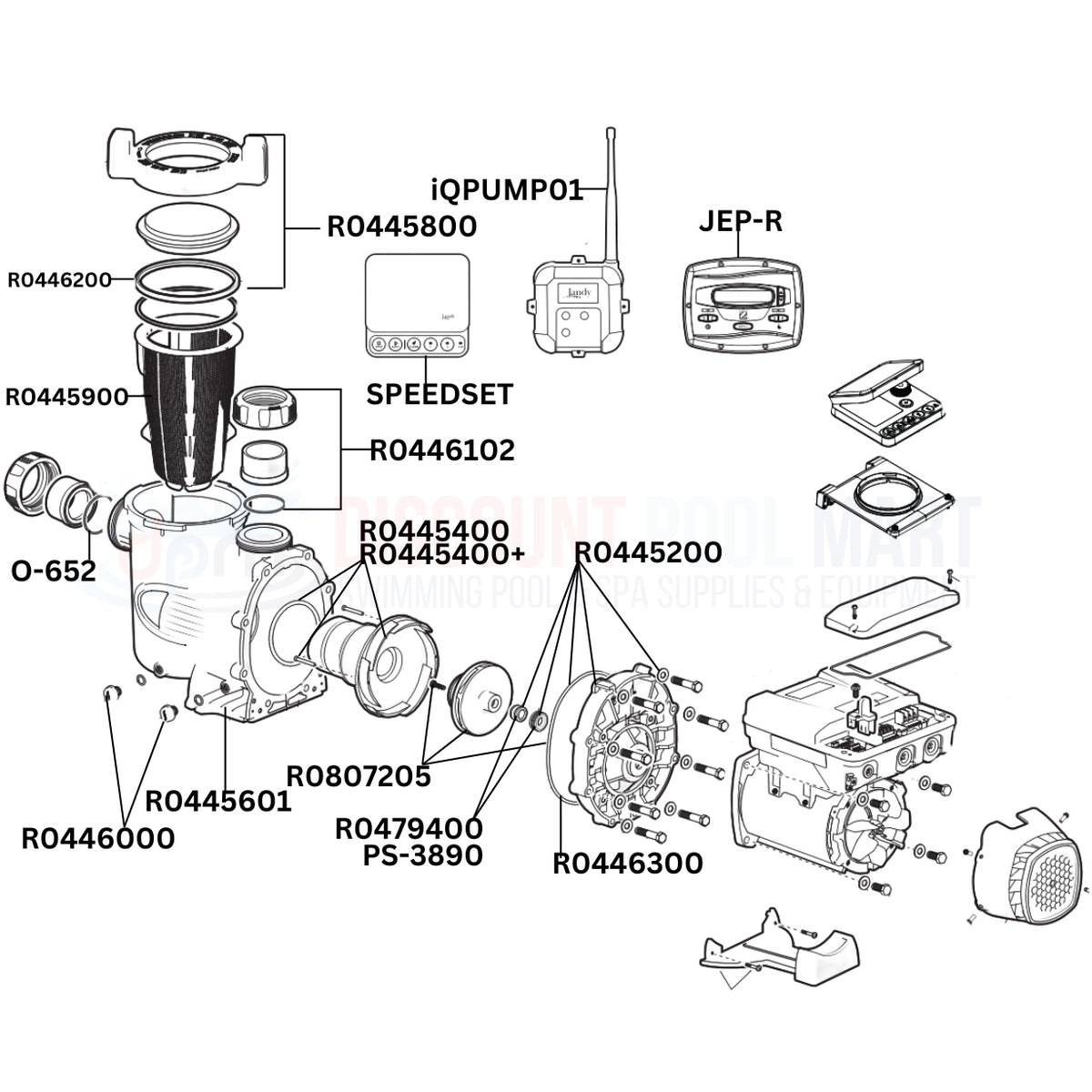 Jandy ePump 3.8HP Variable Speed Pump Replacement Parts Diagram