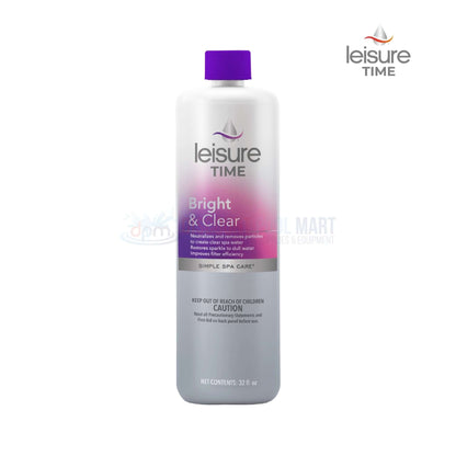 Leisure Time Bright & Clear Water Clarifier for hot tubs, 32 oz., from Discount Pool Mart DPM, improves spa water clarity.