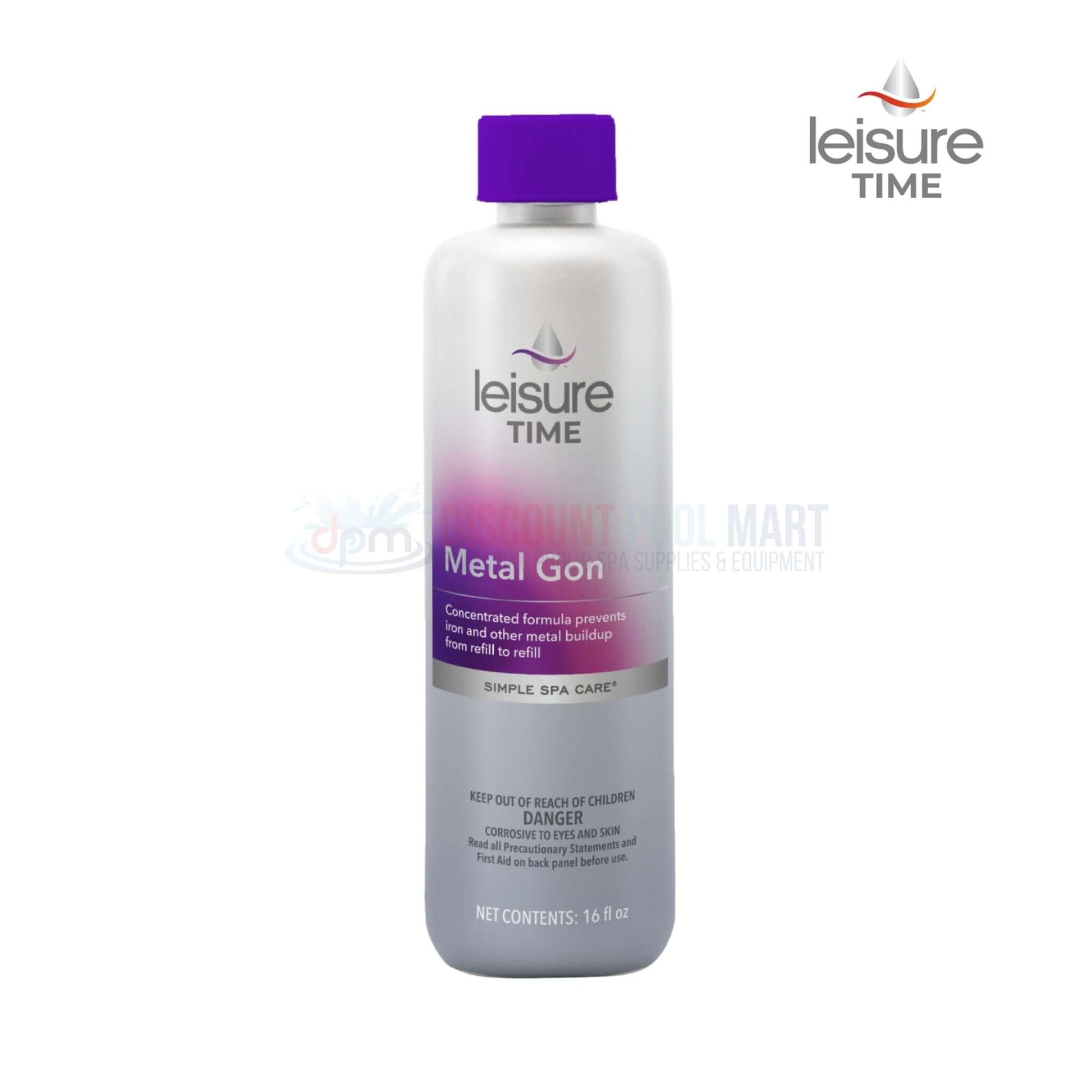 Leisure Time Metal Gon 16 oz. metal and iron remover for spas from Discount Pool Mart DPM. Prevents metal buildup.