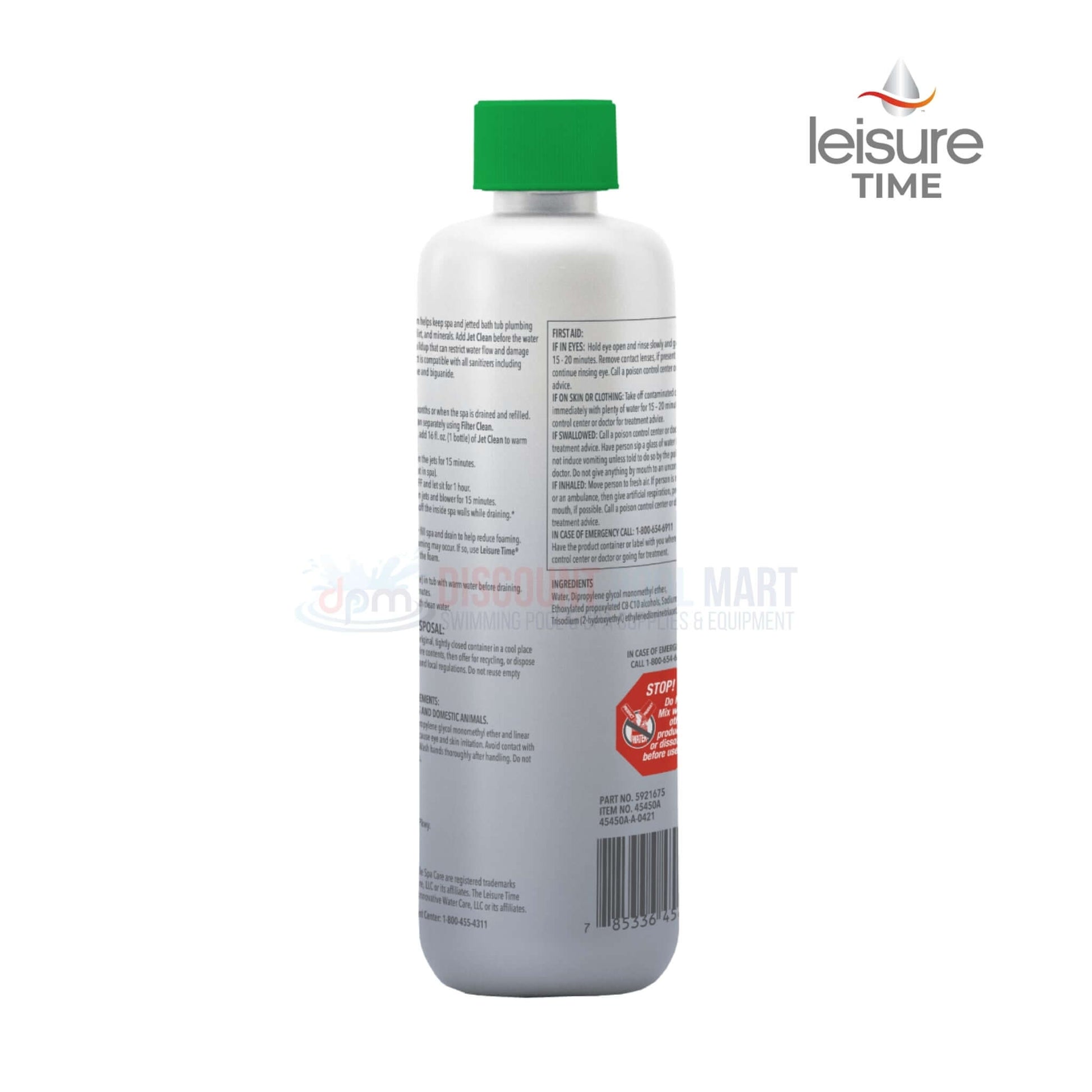 Leisure Time Jet Clean 16oz 45450 cleaner from Discount Pool Mart DPM, prevents buildup in spa and jetted tub.