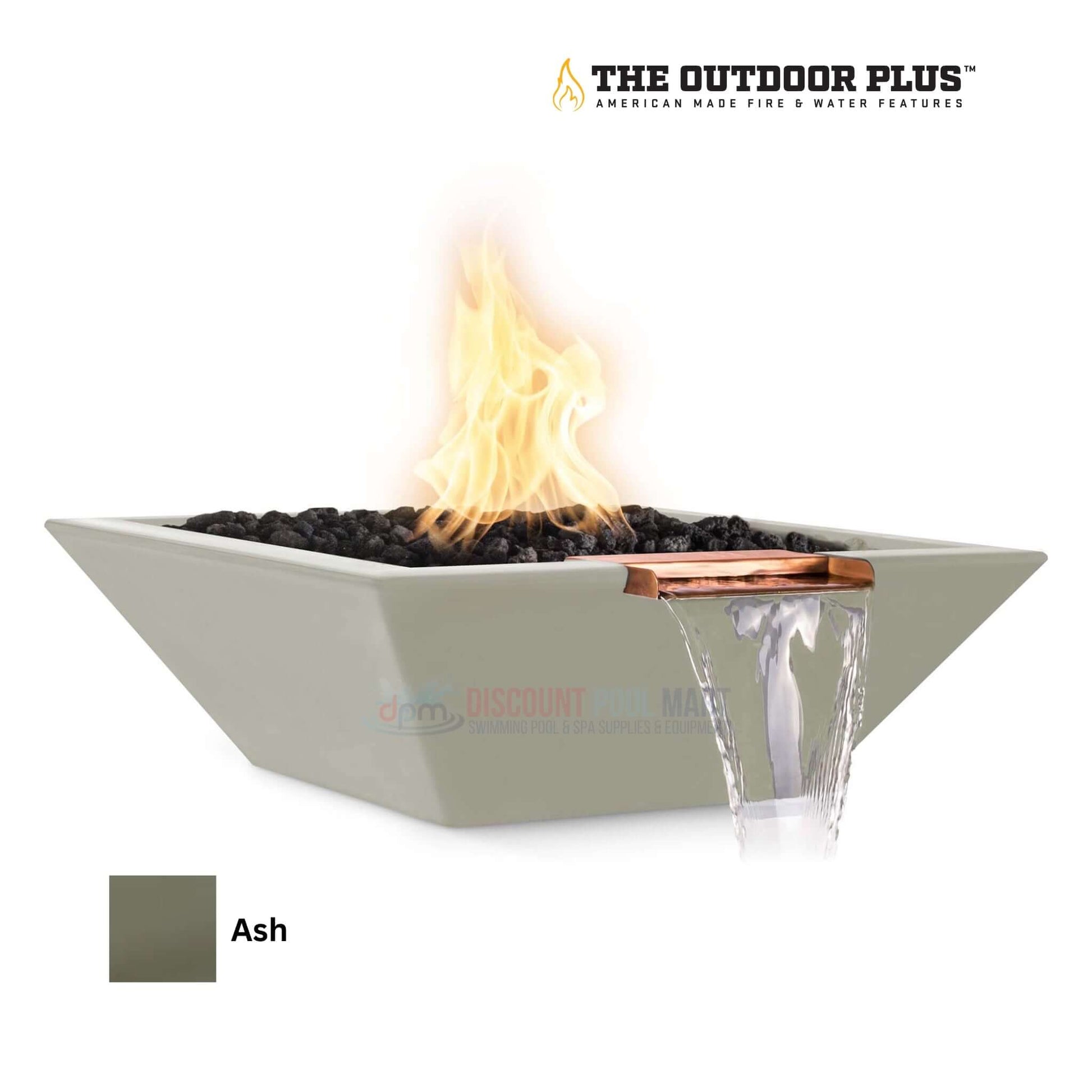 The Outdoor Plus Maya Fire & Water Bowl in Ash GFRC Concrete by Discount Pool Mart DPM - SKU: 12345
