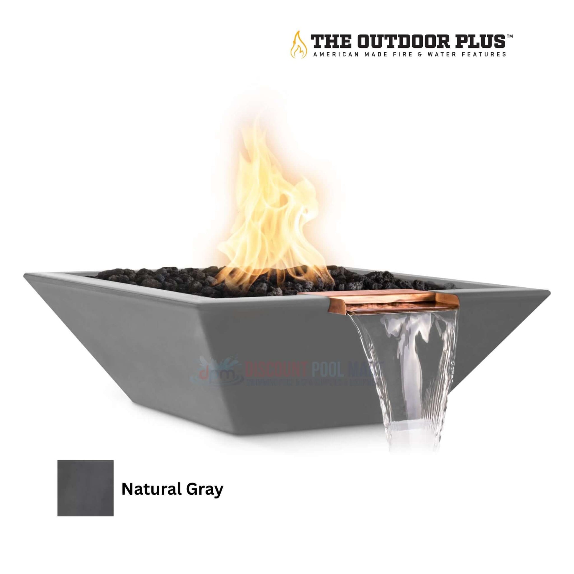 The Outdoor Plus Maya Fire & Water Bowl in Natural Gray, GFRC, by Discount Pool Mart, SKU DPM-DPM-FWB-002