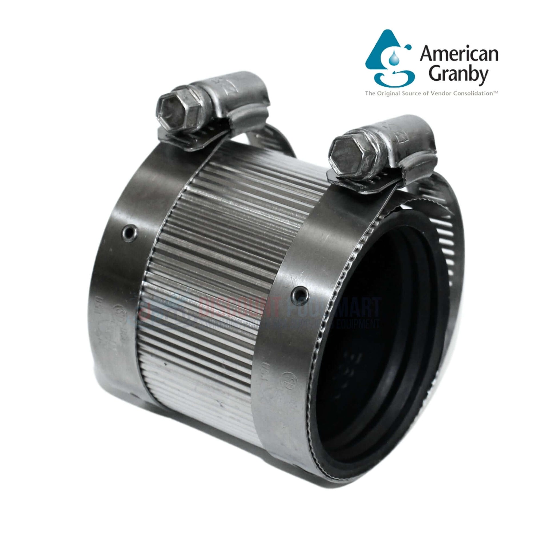 Mission Clamp No Hub Coupling 1.5" x 1.5" from Discount Pool Mart DPM, durable for plumbing and drainage.