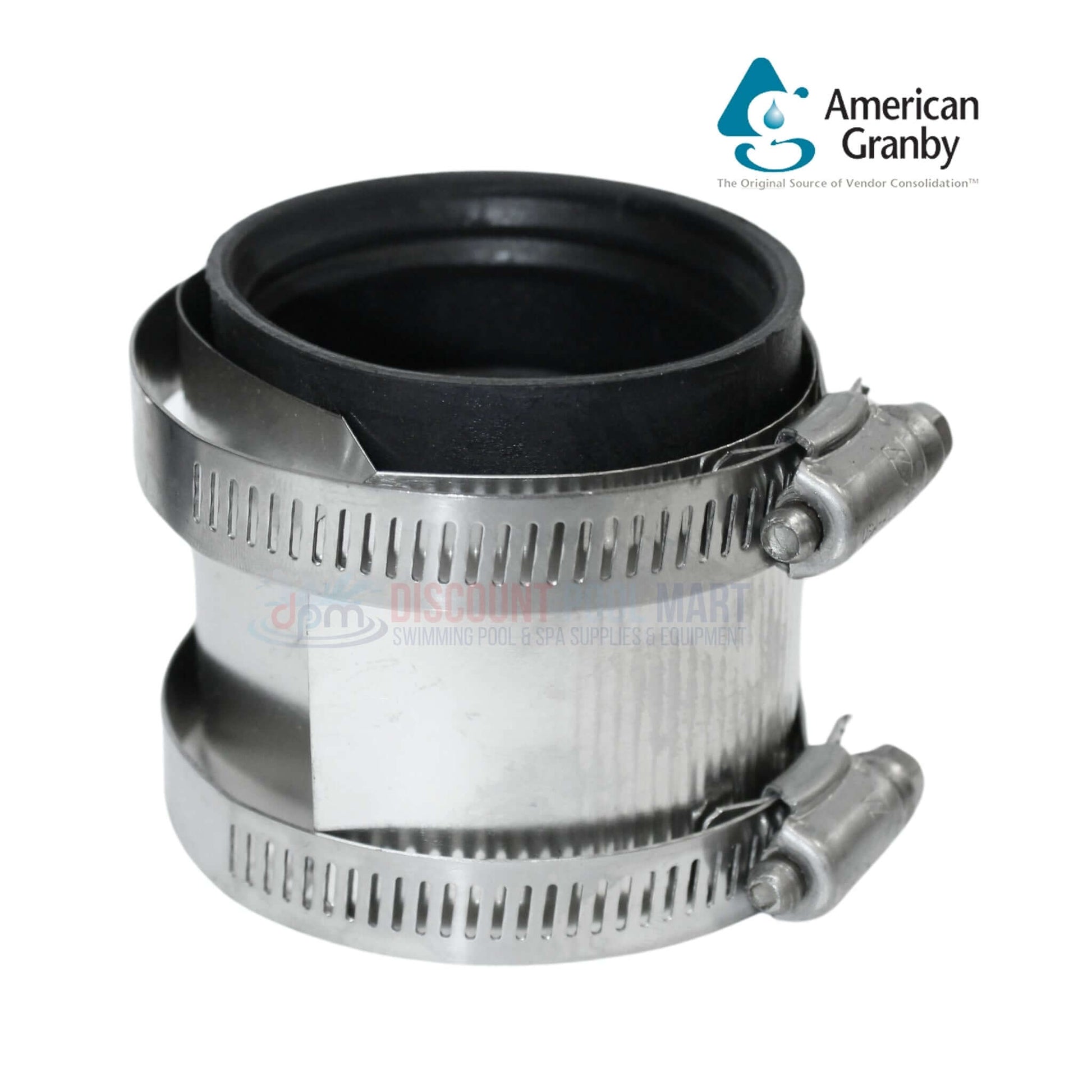 Mission Clamp No Hub Coupling 2" x 2" at Discount Pool Mart DPM - durable stainless steel and neoprene gasket.