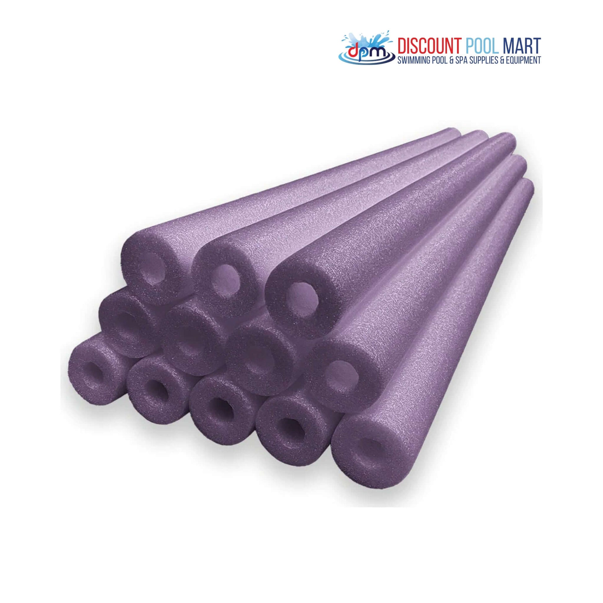 Deluxe Foam Swim Noodles in purple, offering durability and buoyancy for pool fun. 47" x 2.25" - SKU DPM.