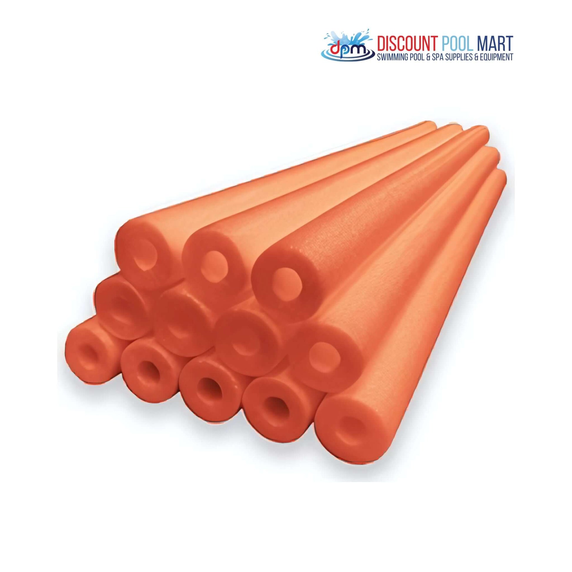 Deluxe Foam Swim Noodles in orange, 47" x 2.25", perfect for pool days from Discount Pool Mart DPM.