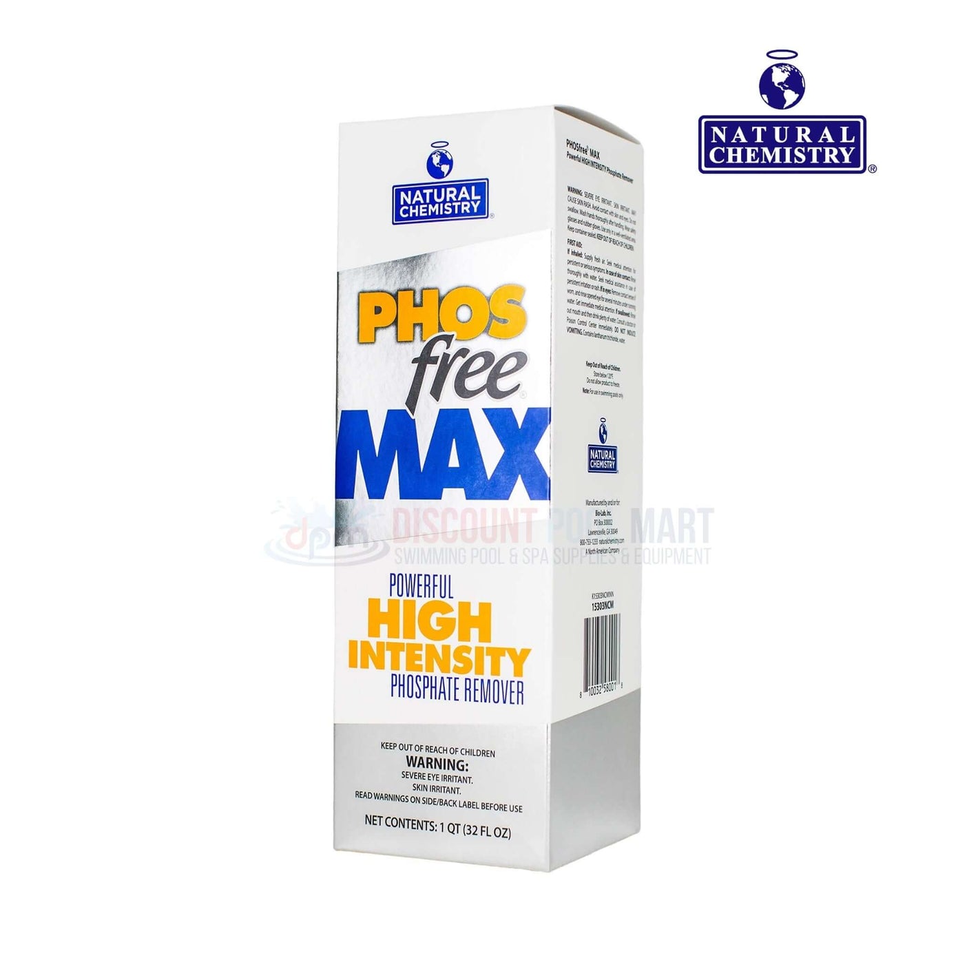 Natural Chemistry Phosfree Max 32 oz phosphate remover from Discount Pool Mart for effective algae prevention.