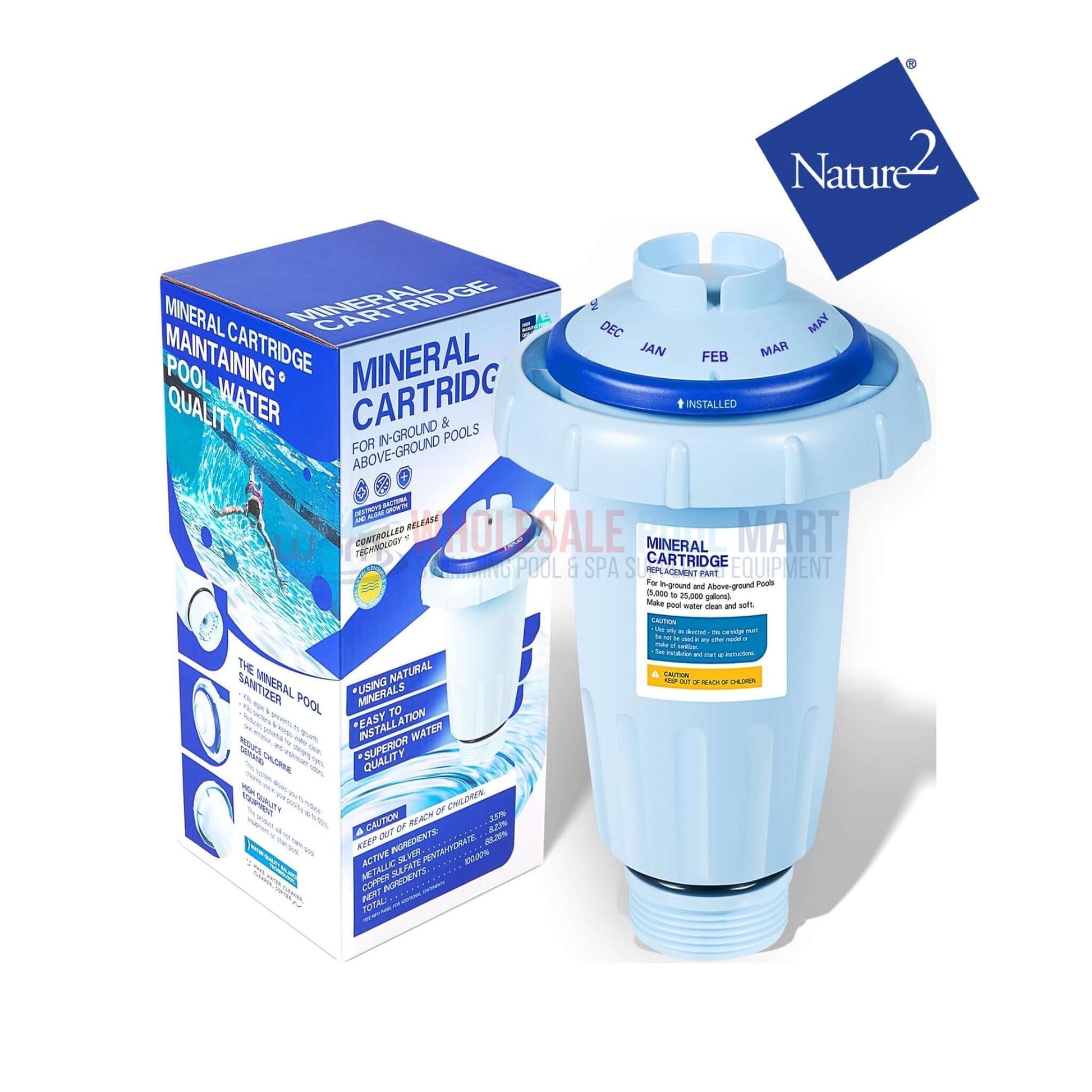 Nature2 Express Mineral Cartridge from Discount Pool Mart DPM, reduces chlorine and ensures clean pools up to 25,000 gallons.