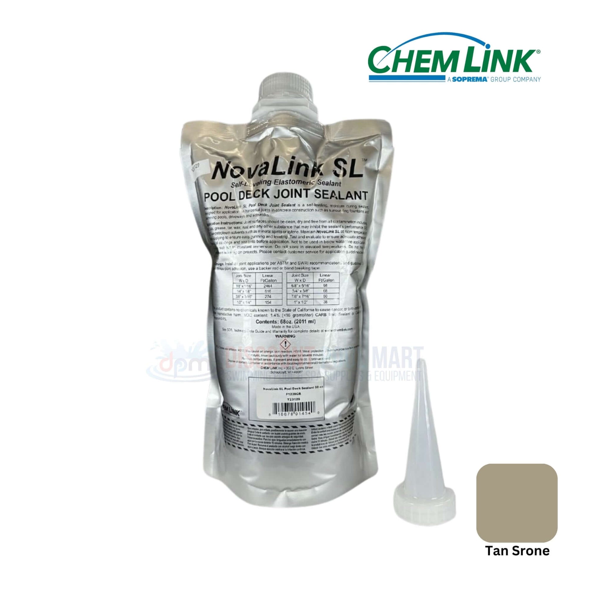 NovaLink SL Pool Deck Joint Sealant Kit in Tan Stone, 68oz, self-leveling sealant by Discount Pool Mart DPM.