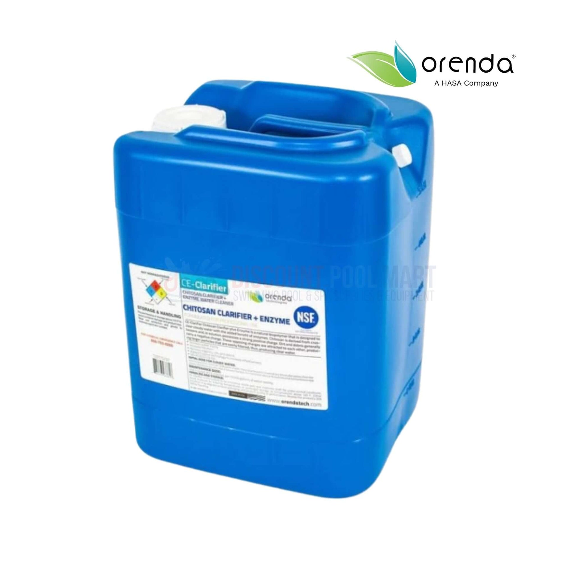 Orenda CV-600 Pool CE-Clarifier + Enzyme 5 GAL at Discount Pool Mart DPM, effective pool cleaning solution.