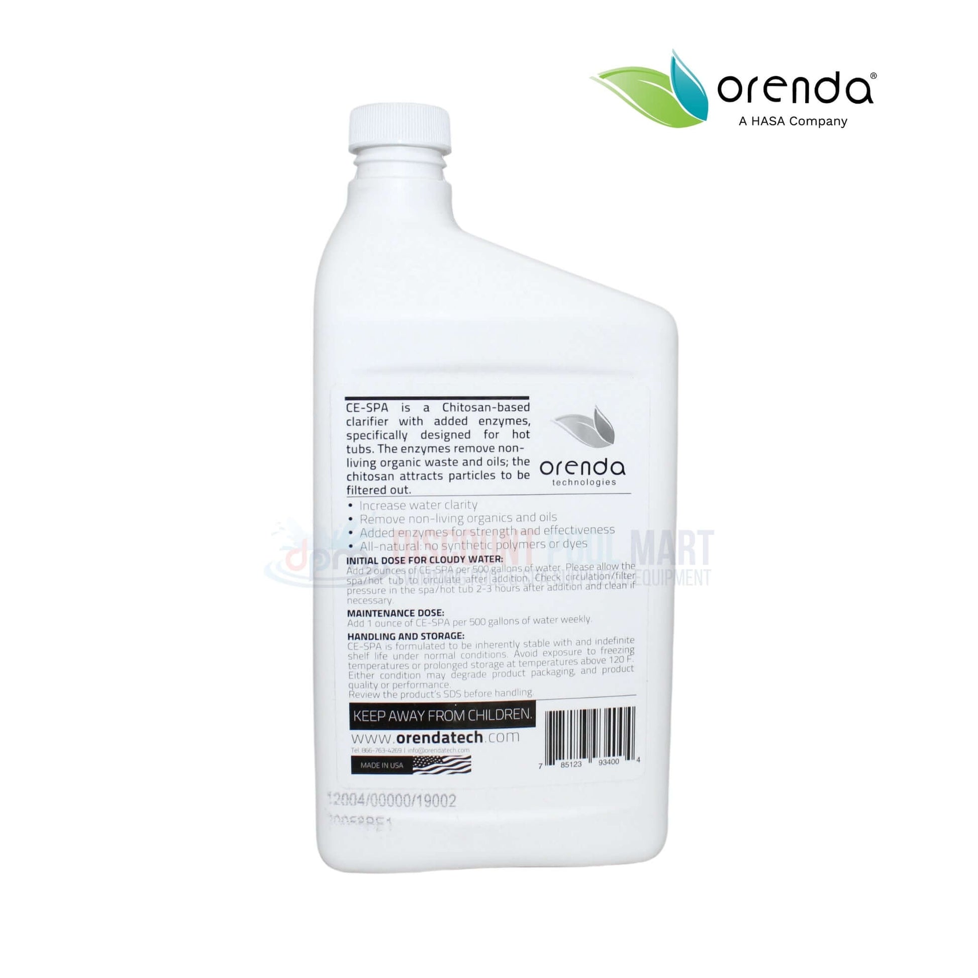 Orenda CE-SPA Clarifier and Enzyme Cleaner 32oz bottle, all-natural formula from Discount Pool Mart DPM.