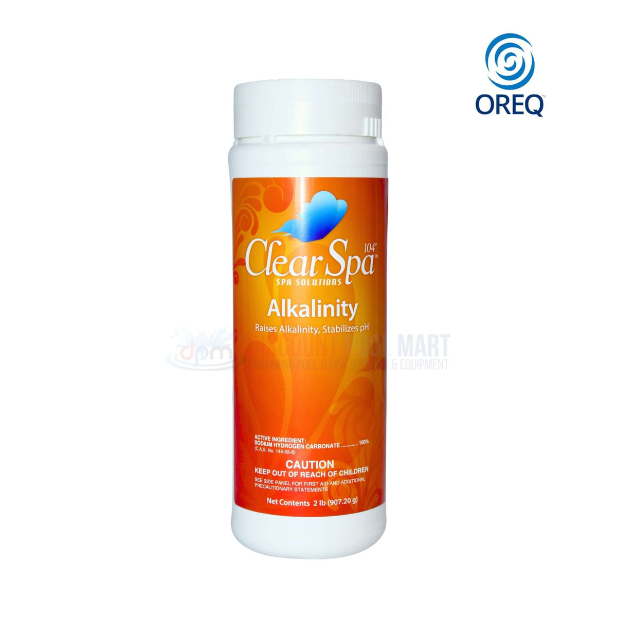 Oreq Clear Spa Alkalinity Increaser 2lb CSTA002 from Discount Pool Mart DPM, raises alkalinity and stabilizes pH.