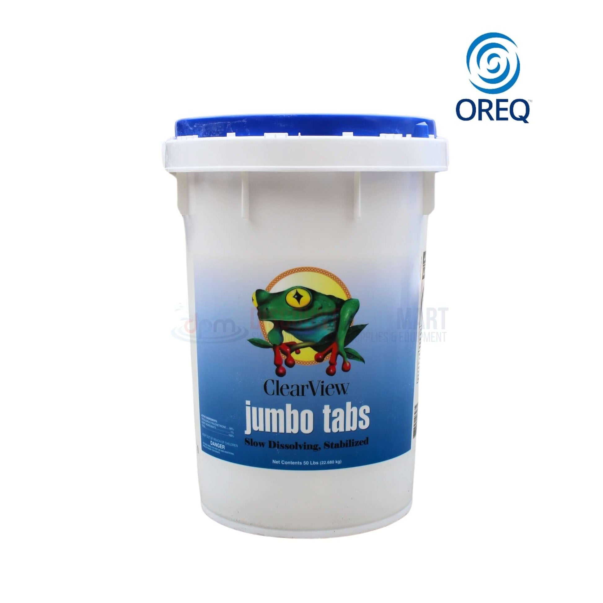 Oreq ClearView 3" Jumbo Chlorine Tablets, 50 lbs, 99% Trichlor from Discount Pool Mart DPM for pools and spas.