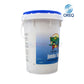 Oreq ClearView 3" chlorine tablets bucket from Discount Pool Mart, 50 lbs, 99% TriChlor for pool cleaning.
