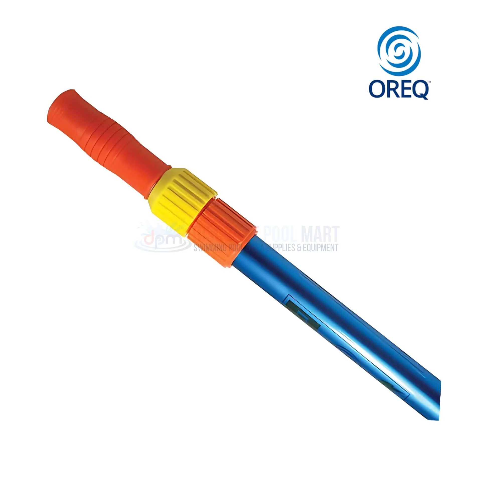 Oreq Dual Cam Stinger Telescopic Pole PL40816 handle detail with Discount Pool Mart logo, durable and user-friendly design.