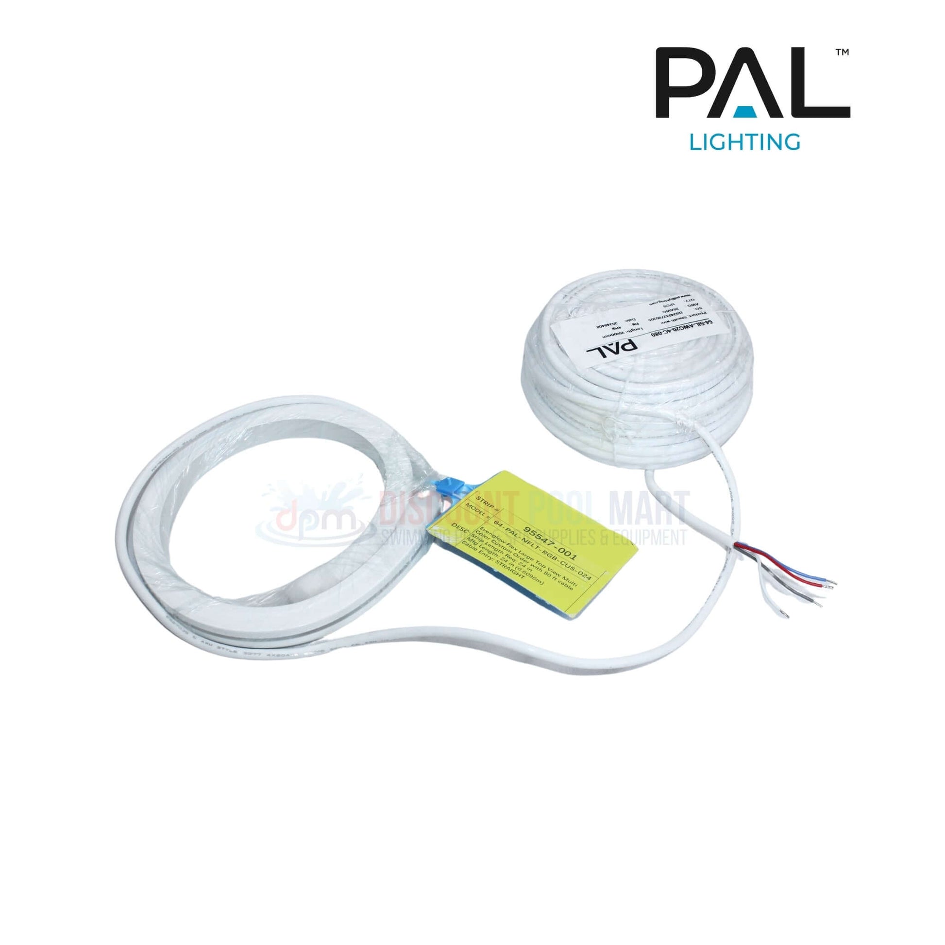 PAL Lighting Evenglow Multi Color Light Strip for pools by Discount Pool Mart, 80' cable, SKU 64-PAL-NFLT-RGB-CUS-024.