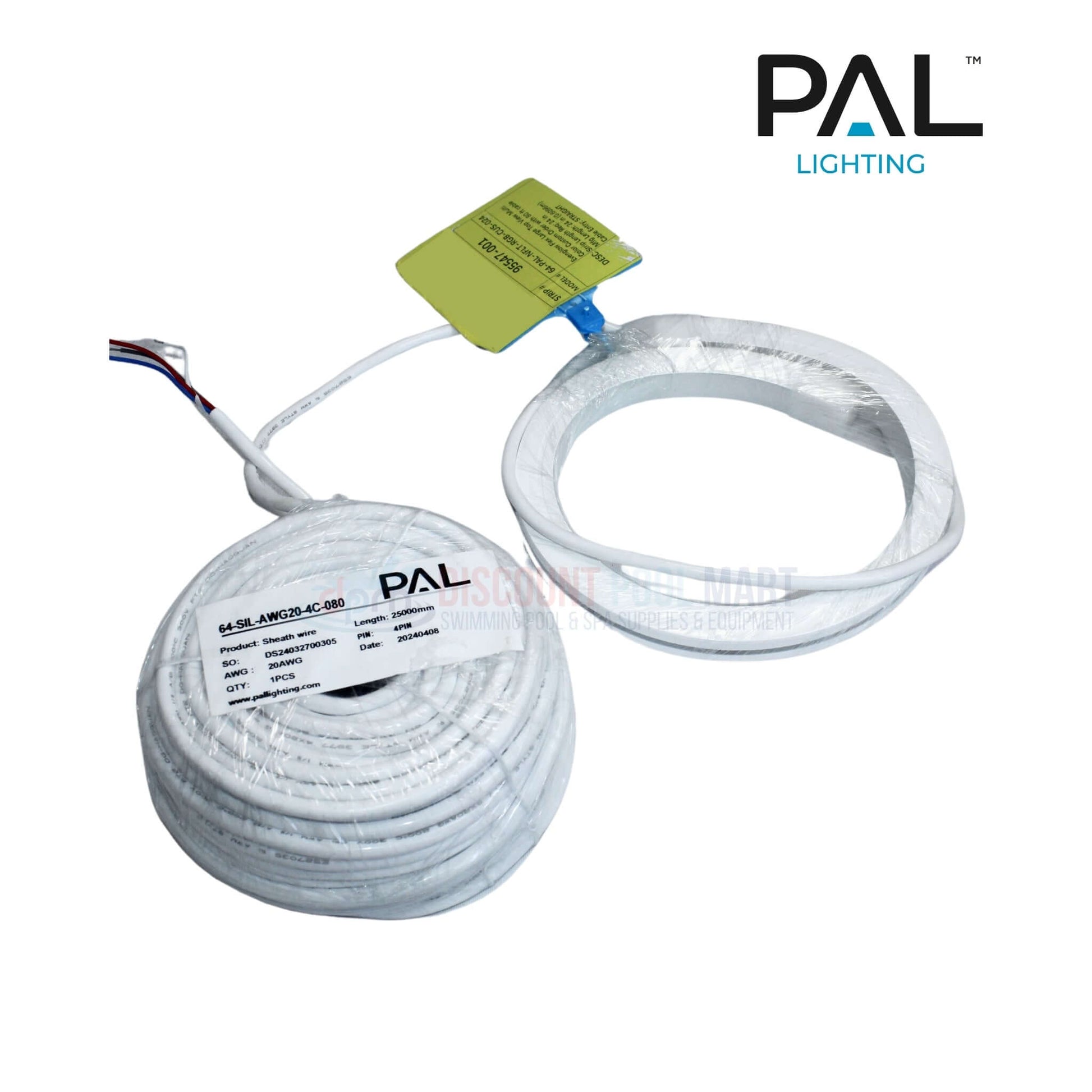 PAL Lighting Evenglow Multi Color Light Strip for pools, 80' cable, from Discount Pool Mart DPM, SKU 64-PAL-NFLT-RGB-CUS-024.