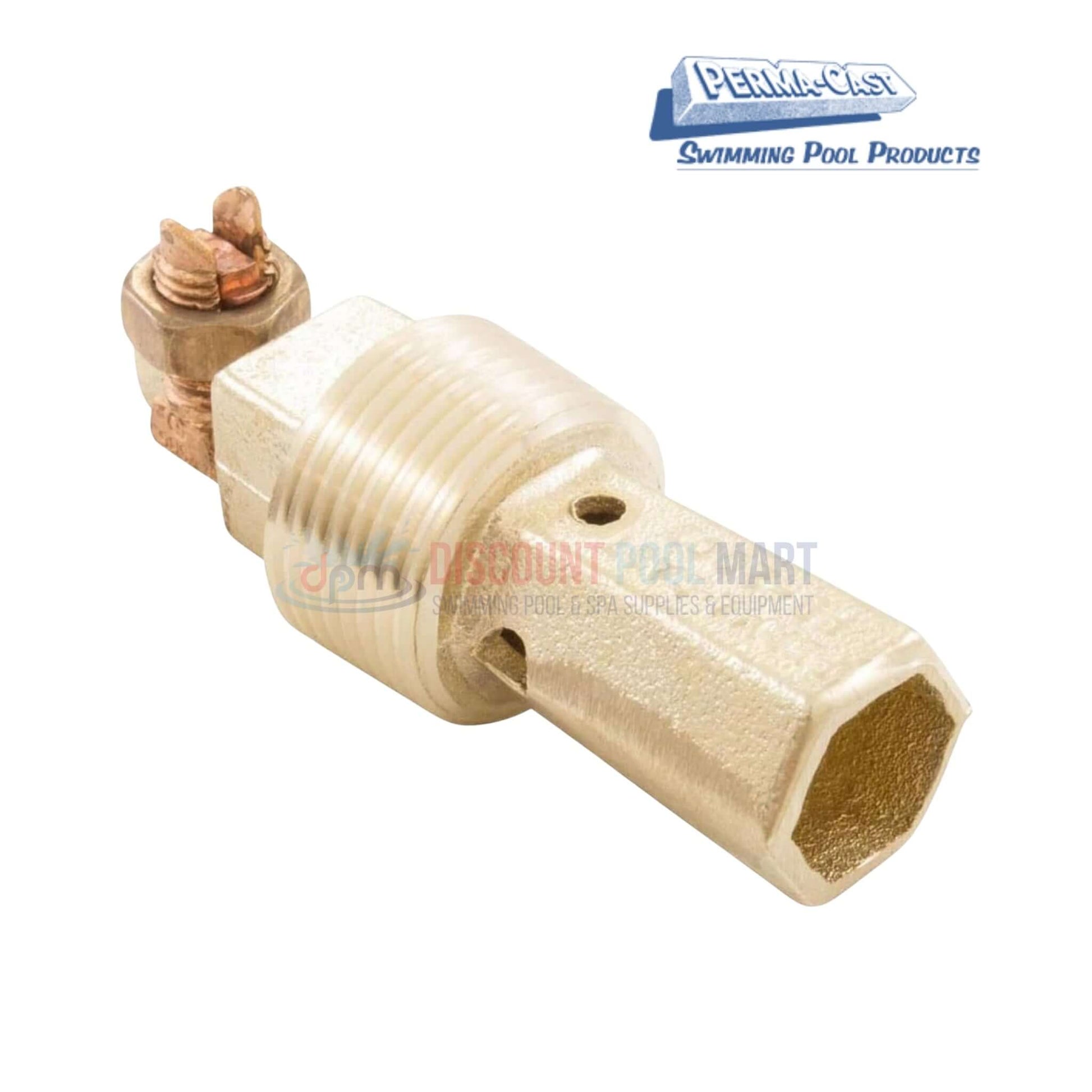 PB-2008 | Perma-Cast Water Bonding Fitting from Discount Pool Mart, showing 1" NPT fitting with conductive surface for swimming pools.
