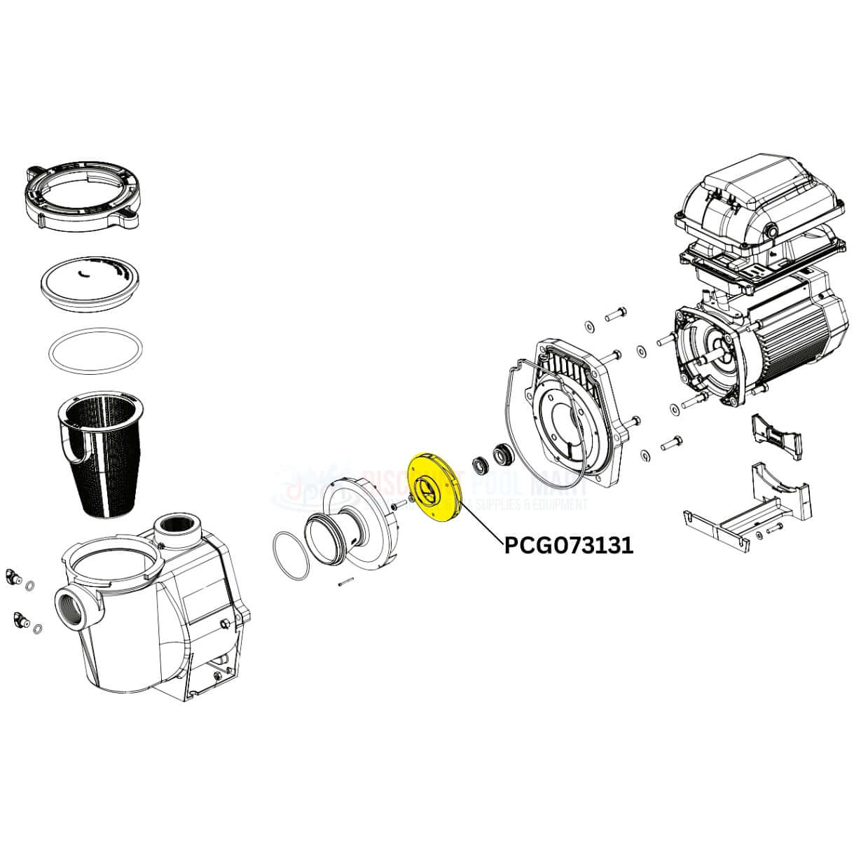 Exploded view of PC&G 3HP Impeller PCG073131 for Pentair Whisperflo and Intelliflo pumps at Discount Pool Mart DPM.