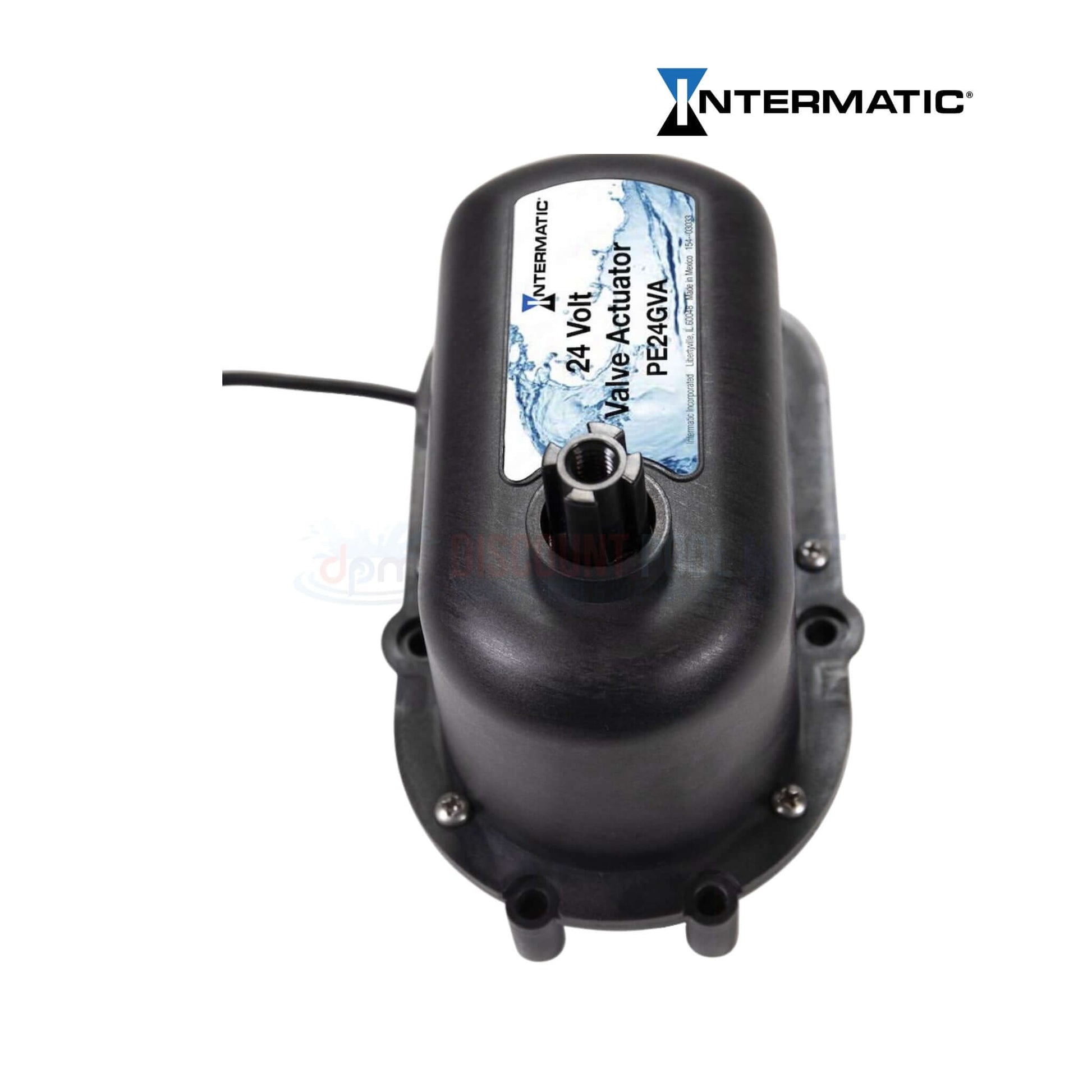 Intermatic PE24GVA 24-Volt Valve Actuator from Discount Pool Mart, angled view highlighting design for pool systems.