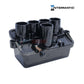 PJB4175 | Intermatic Pool & Spa 4 Light Junction Box with multiple conduit entries, durable black PVC for wiring connections.