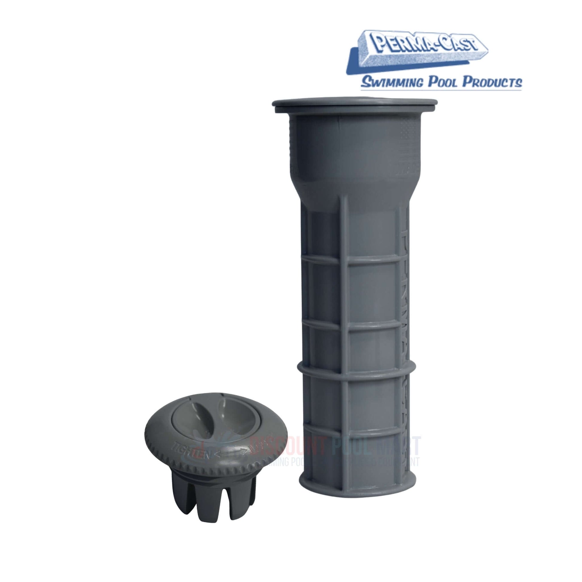 PS-7015-UG | Gray Umbrella Socket Pool Deck Anchor by Perma-Cast; complete assembly in gray for pool supplies from Discount Pool Mart.