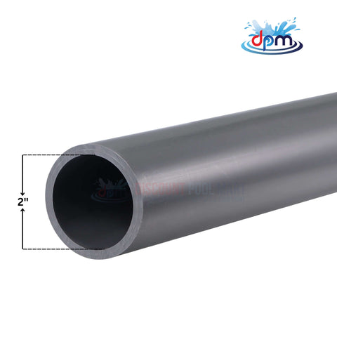 Schedule 80 PVC Electric Conduit Pipe 2" diameter gray by Discount Pool Mart DPM, ideal for high-strength applications.