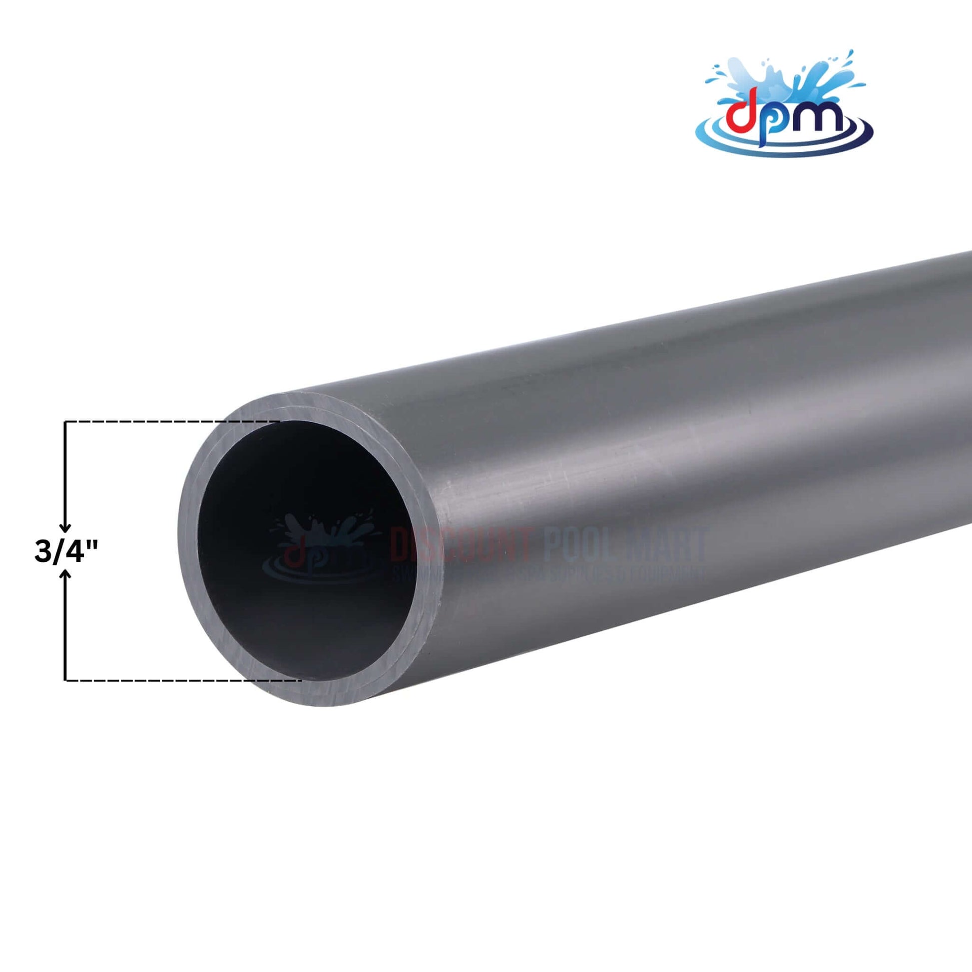Gray Schedule 80 PVC Electrical Conduit Pipe 3/4" from Discount Pool Mart DPM, perfect for durable electrical installations.