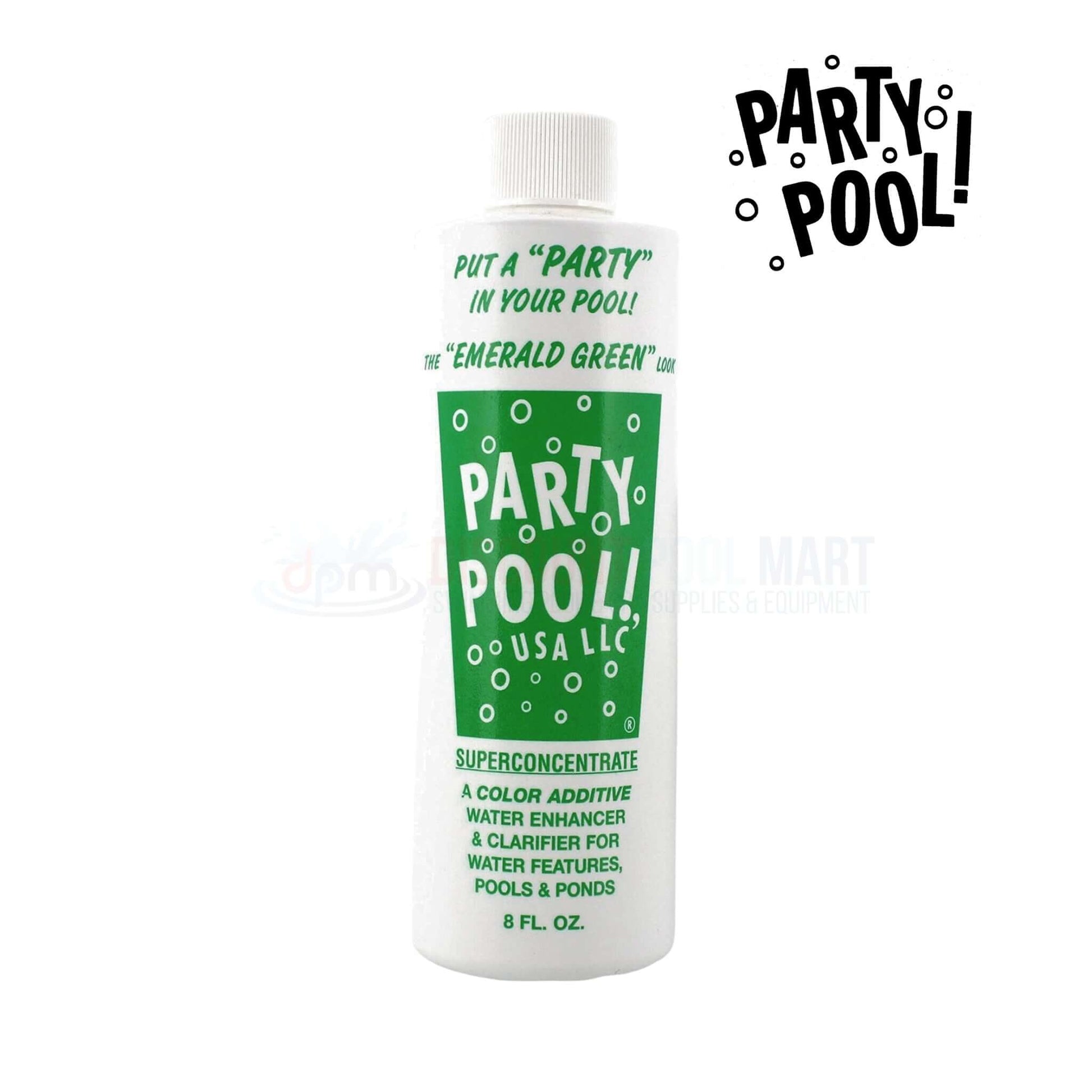 Party Pool | Pool Color Additive Emerald Green | 47016-00012 bottle, 8 fl oz, non-toxic dye for pools from Discount Pool Mart.