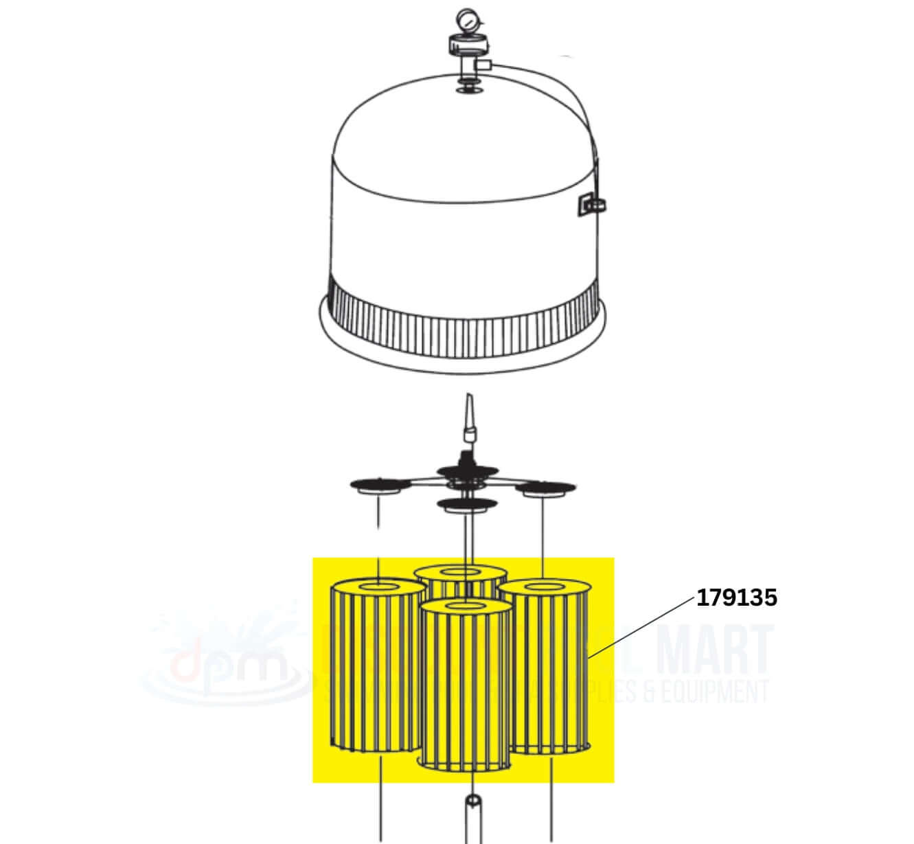 Pentair Clean & Clear Plus 420 Cartridge R173576 179135 from Discount Pool Mart DPM, showing filtration components and specs.