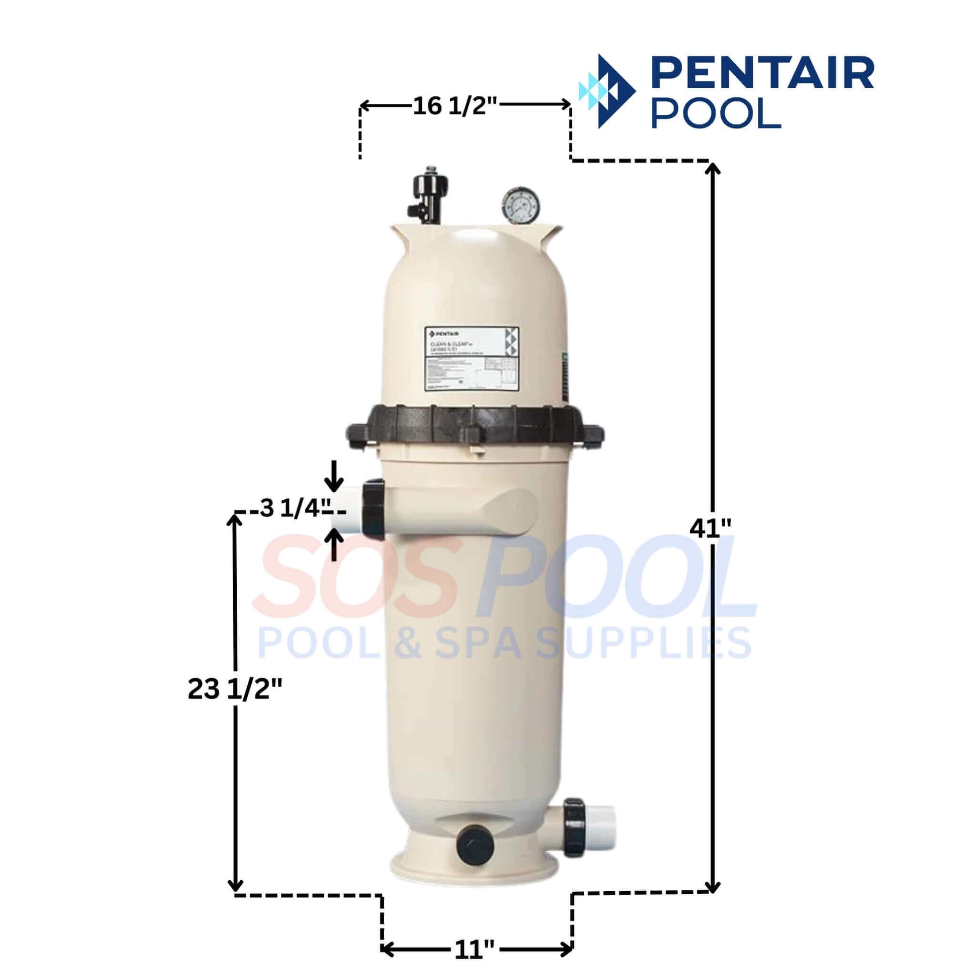 Pentair Clean & Clear RP Cartridge Filter 150 sq ft by SOS Pool with dimensions 16.5" x 23.5" x 41".