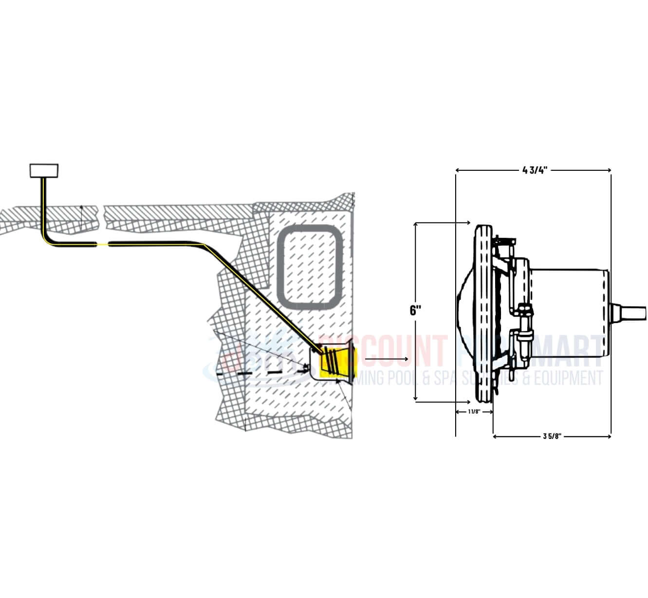 Pentair Color LED Small Spa Light installation diagram with measurements for 602203 from Discount Pool Mart (DPM).