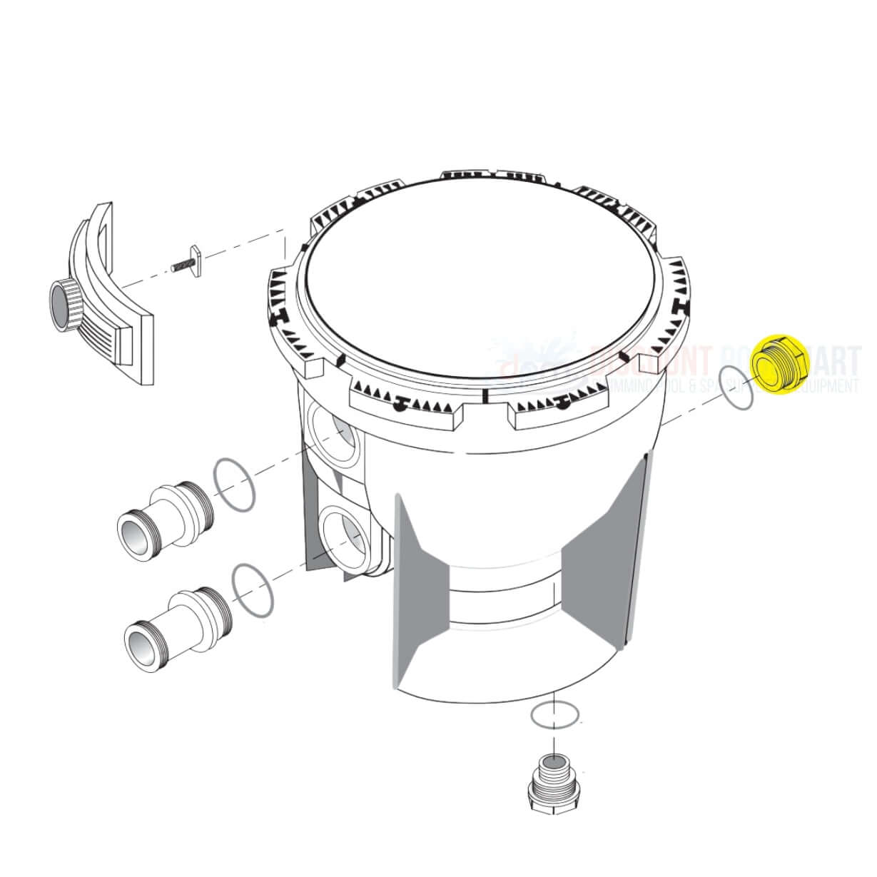Pentair Drain Plug 24900-0503 diagram for System 3 filters; Discount Pool Mart DPM compatible parts.