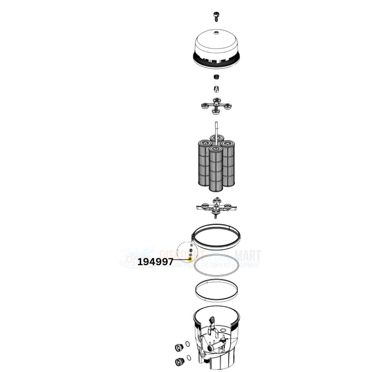 Pentair FNS Machined Nut 194997 assembly diagram from Discount Pool Mart DPM for filter clamp systems.