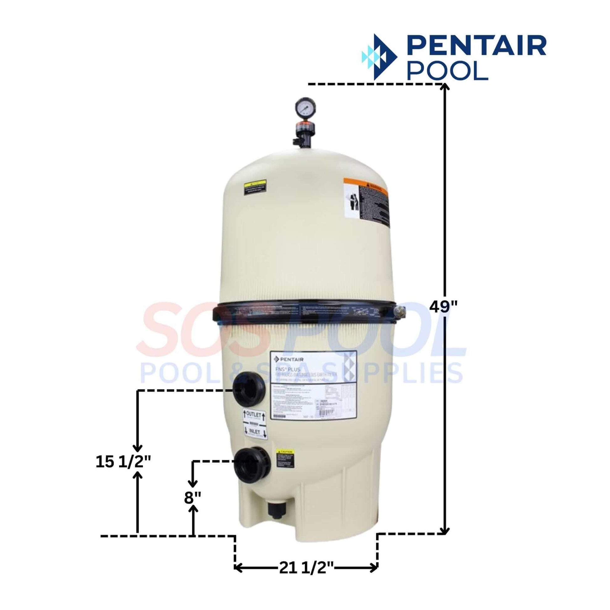 Pentair FNS Plus DE Filter, 48 sq ft, EC-180008, excellent water clarity for swimming pools, SOS Pool.