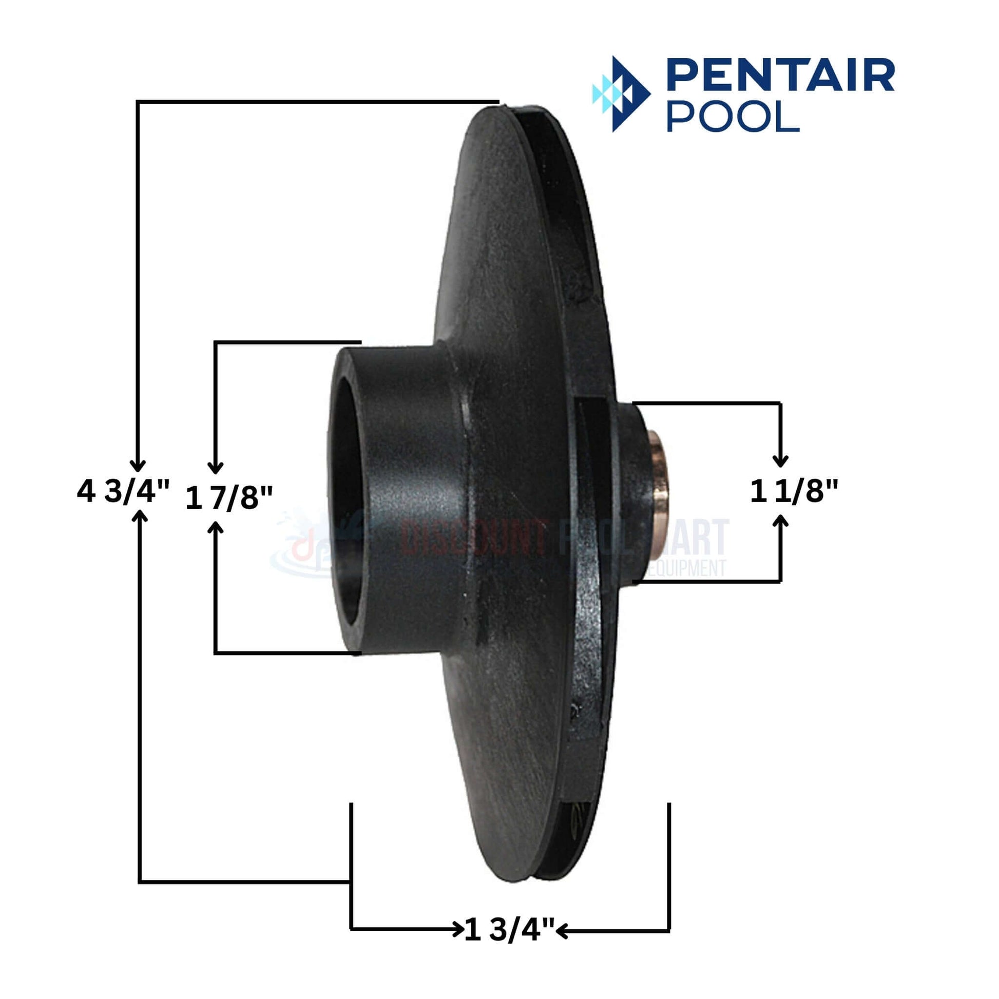 Pentair impeller for Max-E-Glas and Dura-Glas pumps, 3/4HP-1HP, from Discount Pool Mart. Dimensions included.