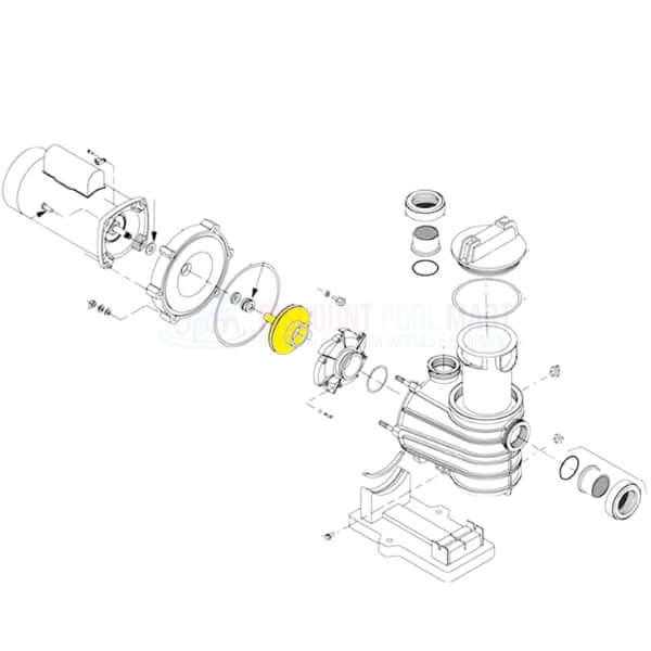 Diagram of Pentair Max-E-Glas and Dura-Glas pumps parts, showing detailed assembly and impeller placement, SKU C105-138PEB.