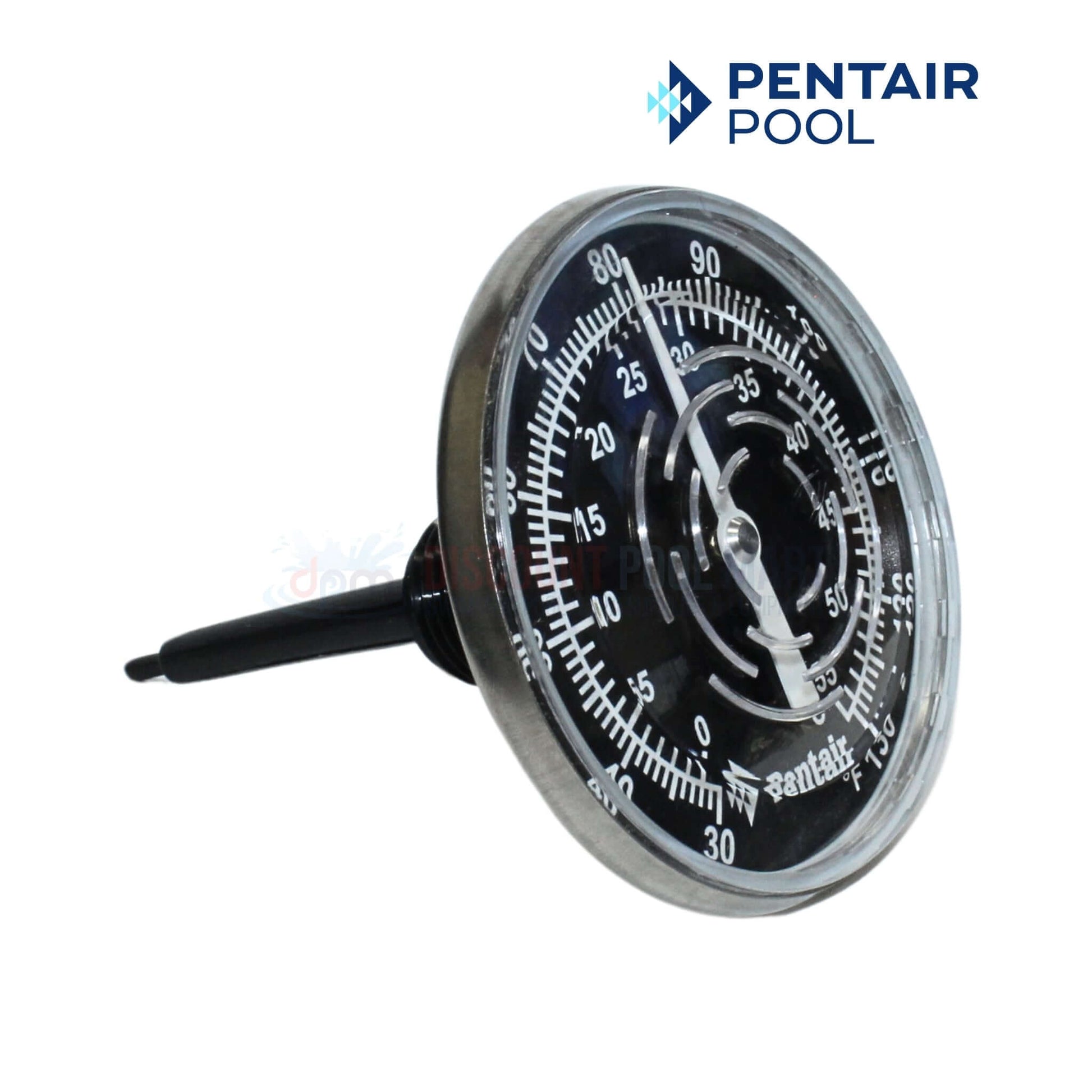 Pentair Inline Thermometer with Nylon Well from Discount Pool Mart DPM, model SL1DW, measures 30-130°F accurately.