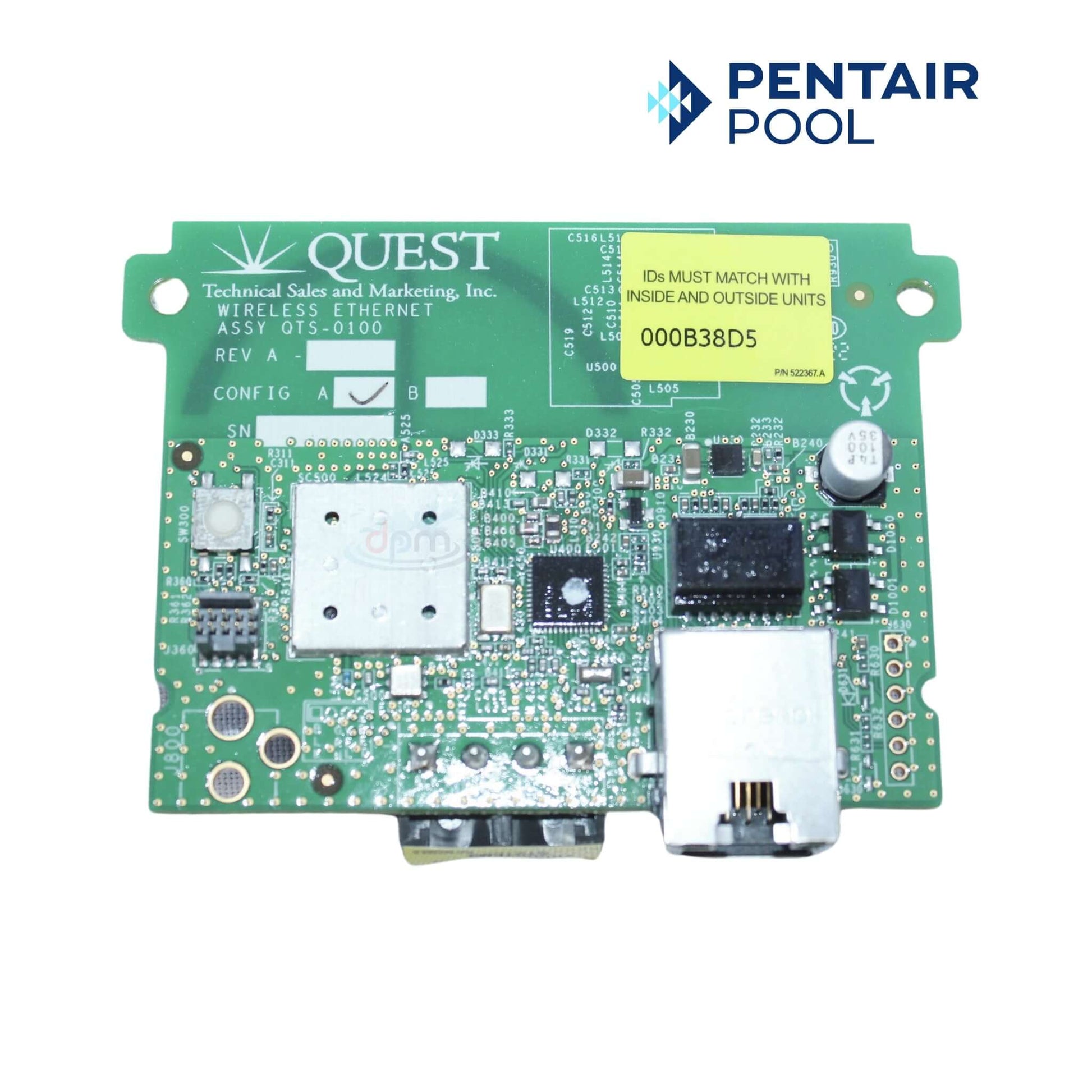 Pentair IntelliCenter circuit board for upgrade kit 522048 from Discount Pool Mart DPM, featuring Ethernet connectivity.