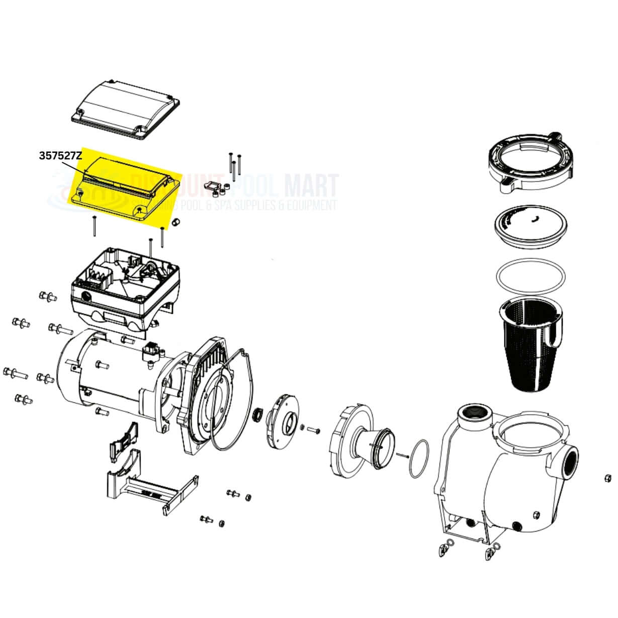 Pentair Keypad Assembly 357527Z diagram for Intelliflo Pumps at Discount Pool Mart DPM, showing parts and assembly.