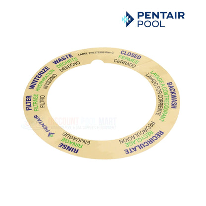 Pentair Top-Mount Valve Label 272599Z in beige with color-coded flow settings, available at Discount Pool Mart for efficient pool management.
