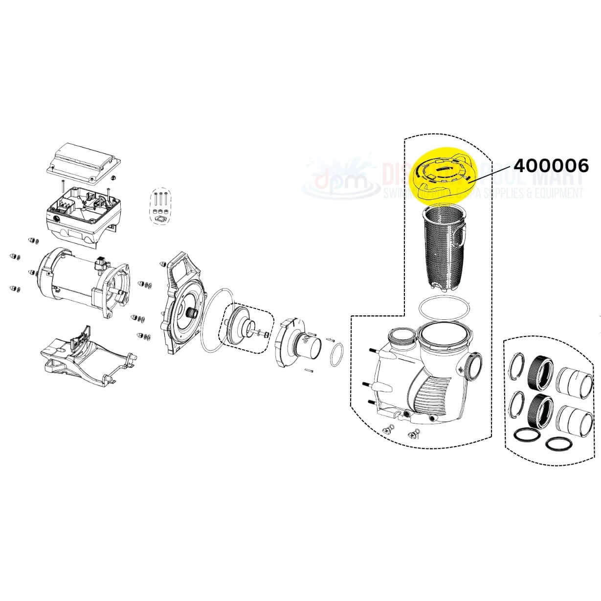 Pentair Lid and Locking Ring Assembly 400006 for WhisperfloXF IntellifloXF Pumps from Discount Pool Mart DPM