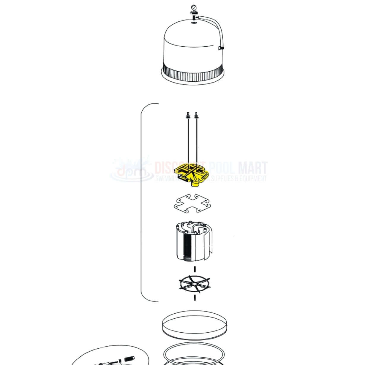 Pentair 192193 Manifold Grid with Air Relief diagram for Nautilus filters at Discount Pool Mart DPM