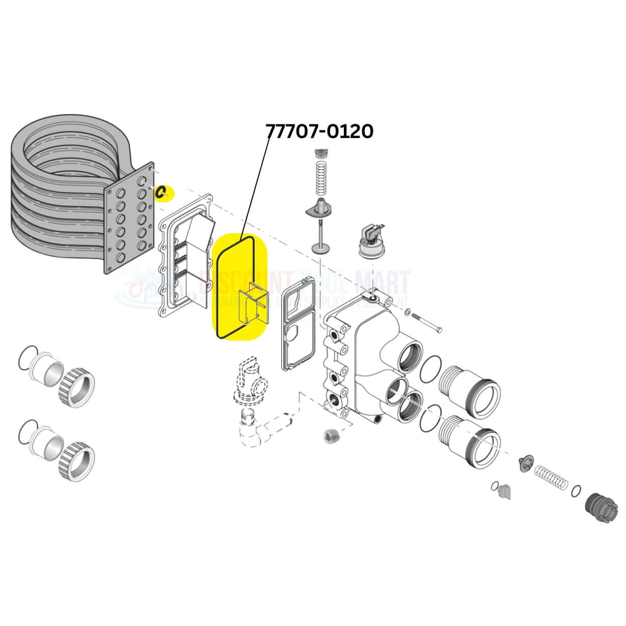 Pentair Manifold O-Ring Kit 77707-0120 diagram for MasterTemp and Max-E-Therm heaters at Discount Pool Mart DPM.