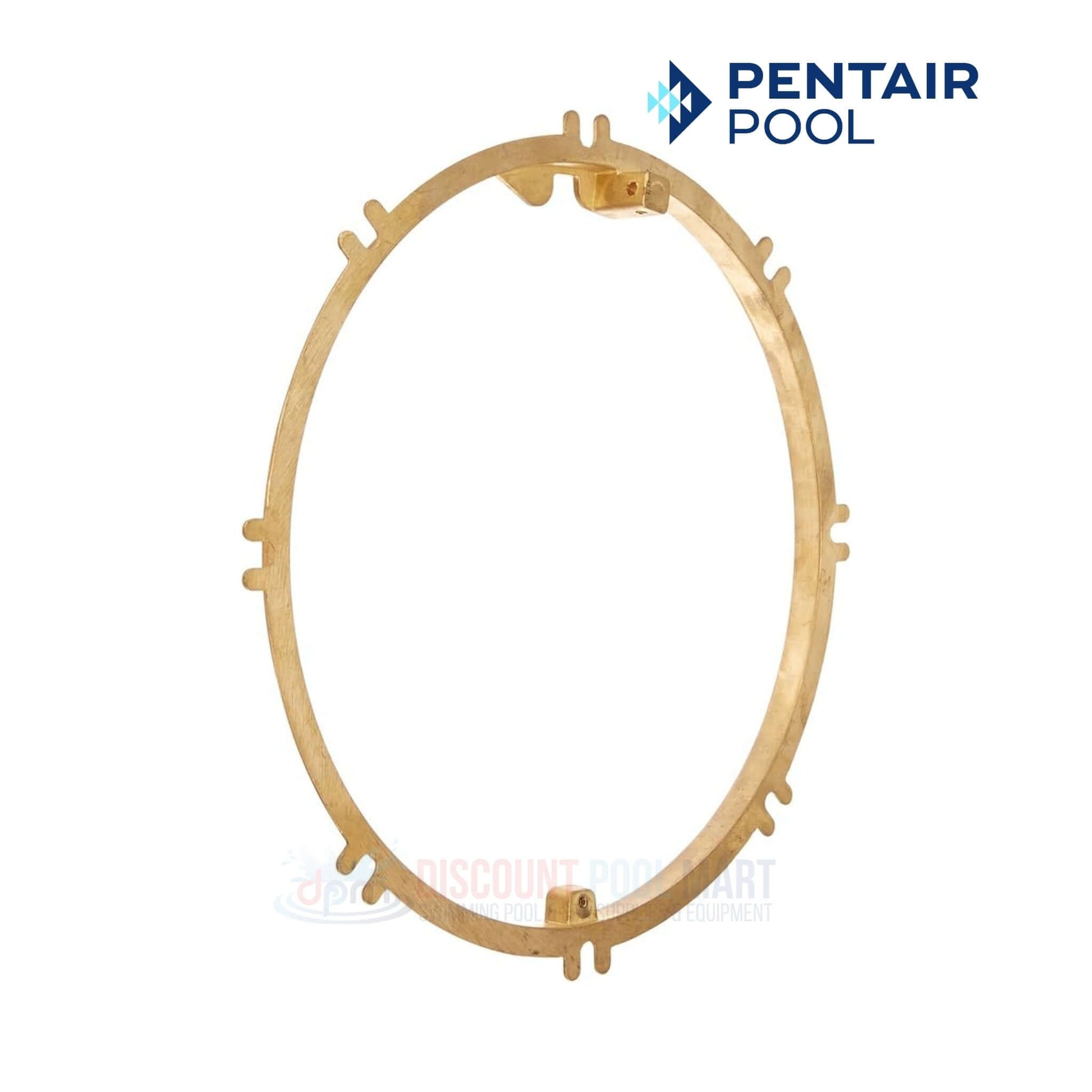 Pentair brass mounting ring for large stainless steel niches, compatible with DPM pool lighting systems.