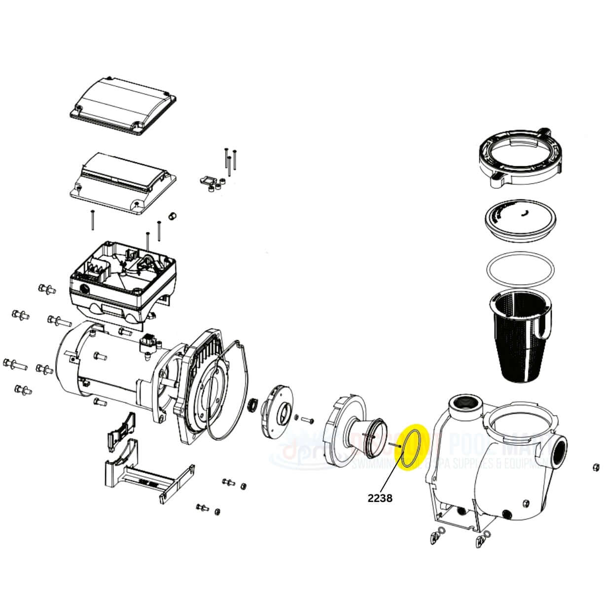 Pentair Pump Diffuser O-Ring Whisperflo 2238 diagram with parts, available at Discount Pool Mart DPM.