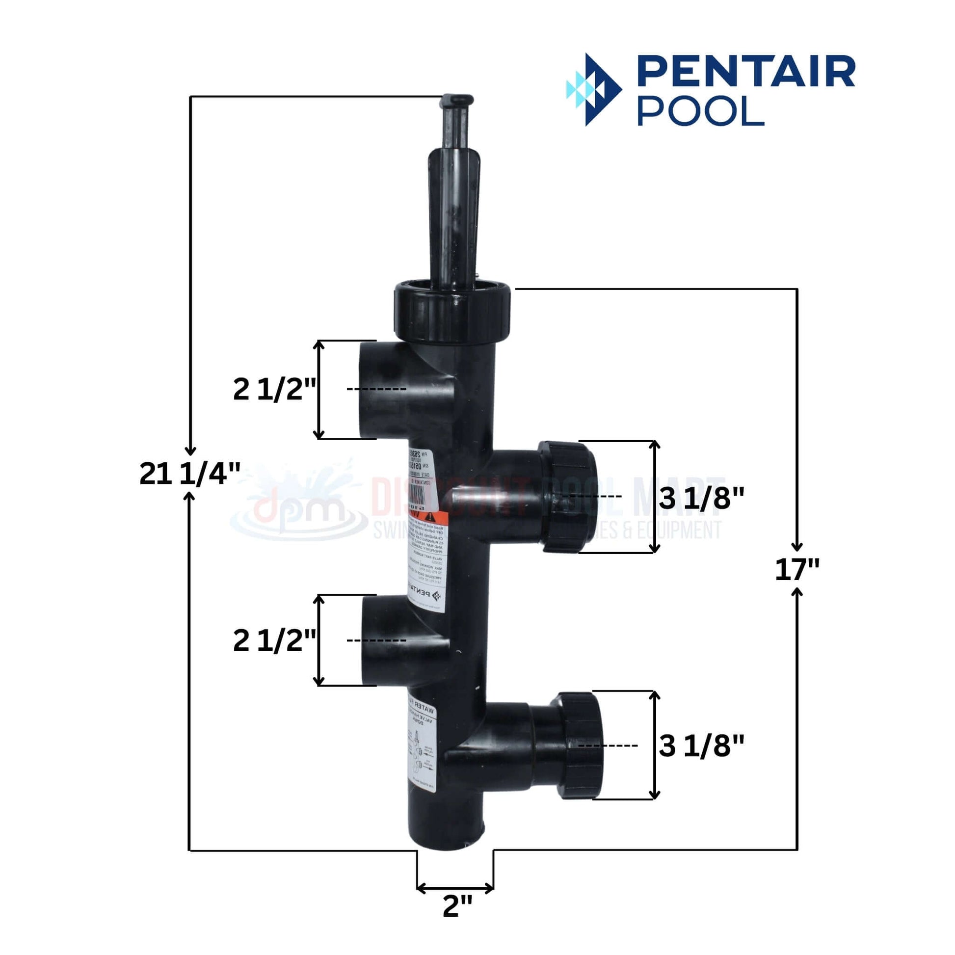 Pentair Pool Push Pull Valve 263052 dimensions with measurements; from Discount Pool Mart DPM for sand and DE filters.