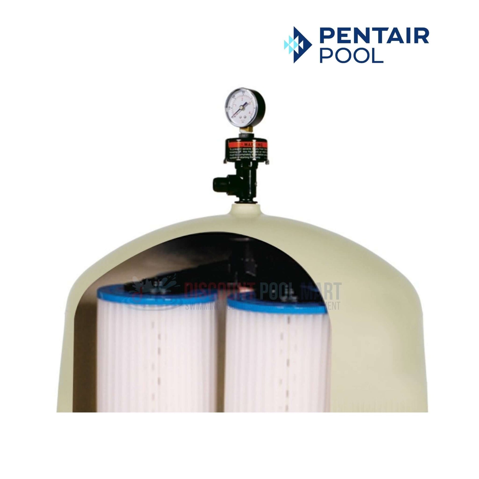 Pentair Quad DE Cartridge Style Filter with pressure gauge from Discount Pool Mart DPM for crystal clear pools.